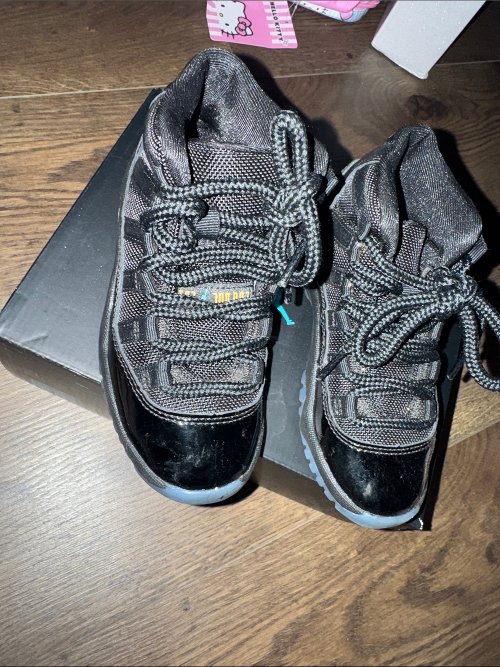 Jordan Gamma 11 Retro Kids Black High-Top Sneakers with Gloss Toe